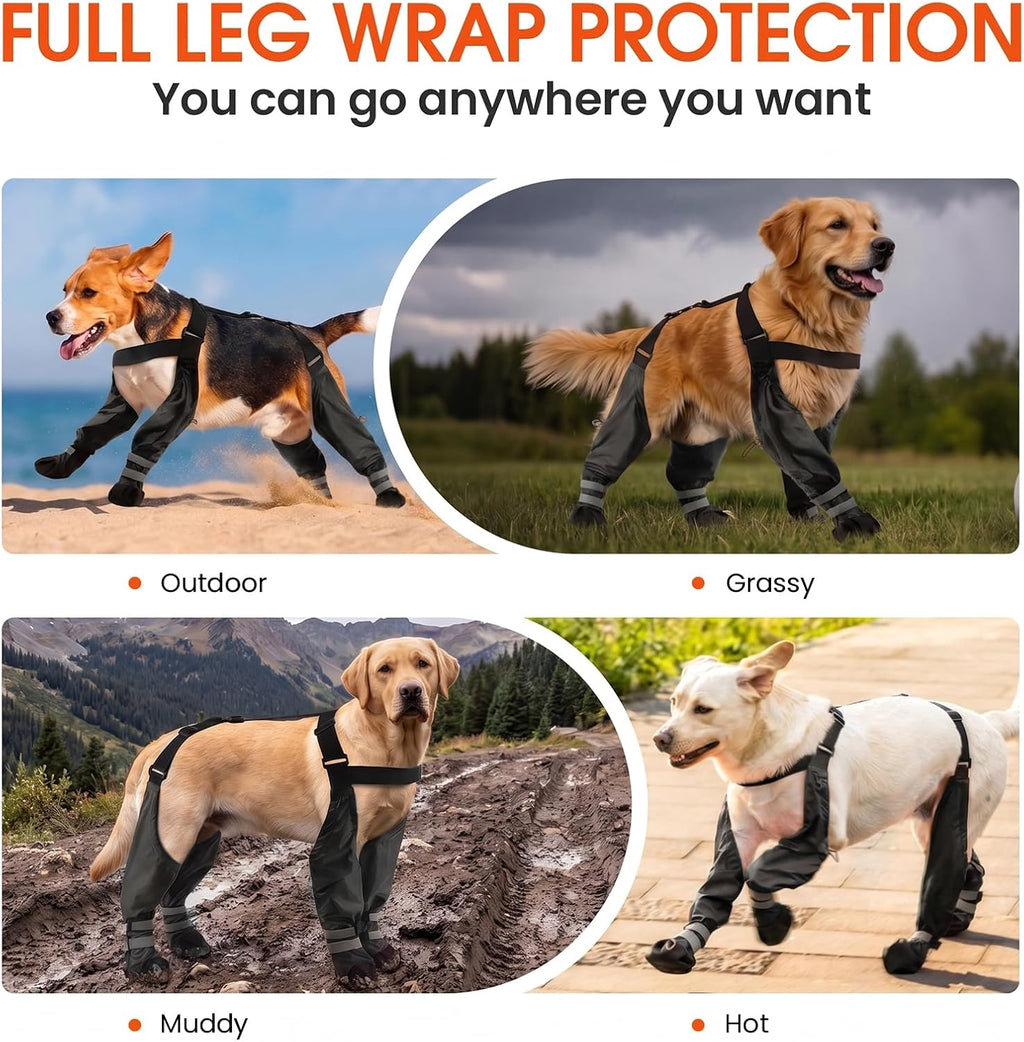 Waterproof Dog Suspender Boots Non-Slip for Small Medium (Black L | Dog Paw Protectors for Outdoor Walking Stay-On,Dirt-Proof Comfortable Booties