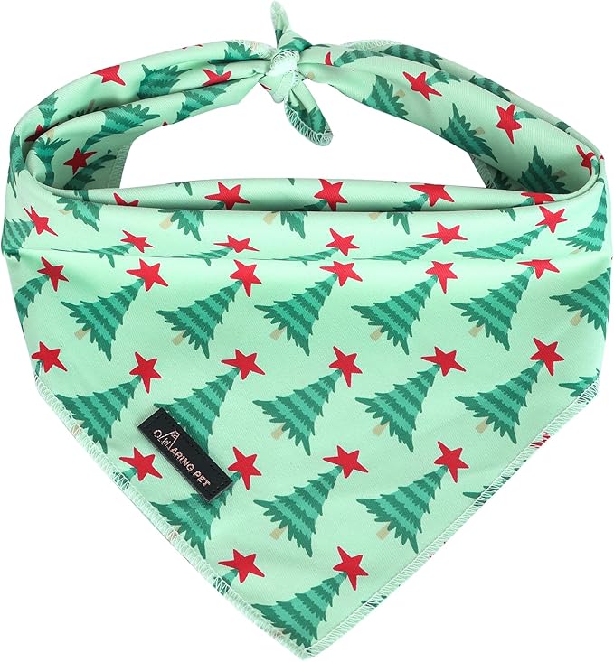 ARING PET Christmas Dog Bandanas, Green Christmas Tree Holiday Pet Bandana Scarf Triangle Bibs for Puppy Small Medium Large Boy Girl Dogs Cats-L