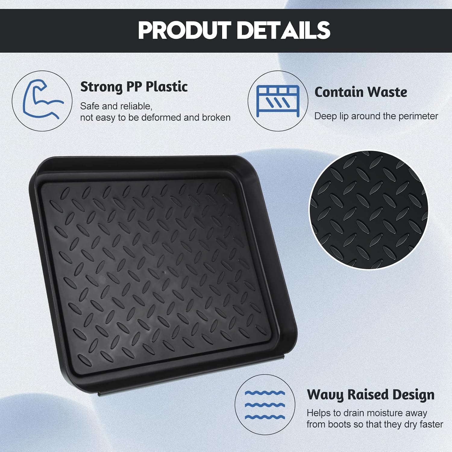 4 Pcs Boot Tray for Entryway Black Small Shoe Tray Waterproof Shoe Mat Front Door 13.78 x 10.83 x 1.18 Inch Boot Mat Multi Purpose Plastic Accessories Pet Entryway Indoor and Outdoor Use