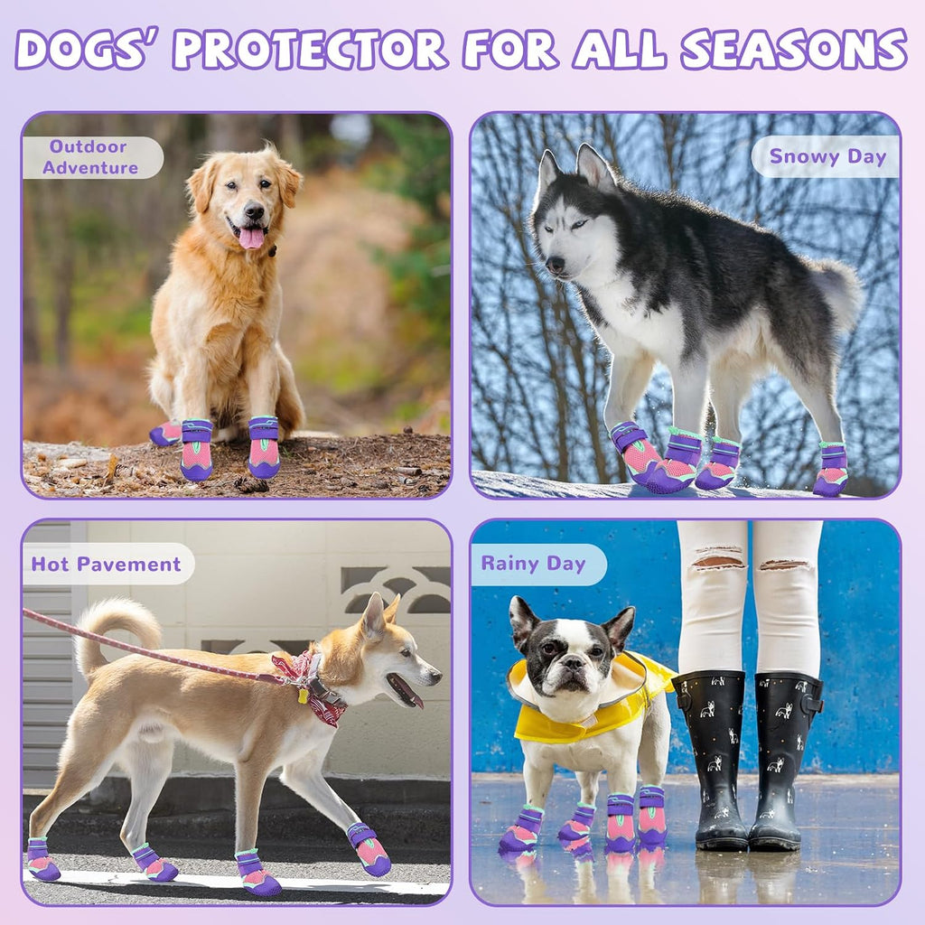 Dog Boots for Large Medium Small Dogs, Dog Shoes for Winter Snow, Non- Slip Outdoor Dog Booties Paw Protectors with Reflective Strips for Snowy Hardwood Floor Hiking Walking, Size 1