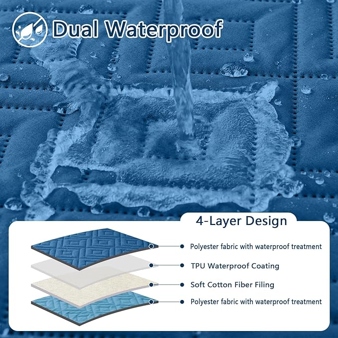 hyha Waterproof Dog Blanket, Soft Pet Bed Blankets, Waterproof Sofa Couch Cover for Dogs Washable, Reversible Pet Couch Covers for Sofa Furniture (30x53 Inch, Navy Blue/Blue)