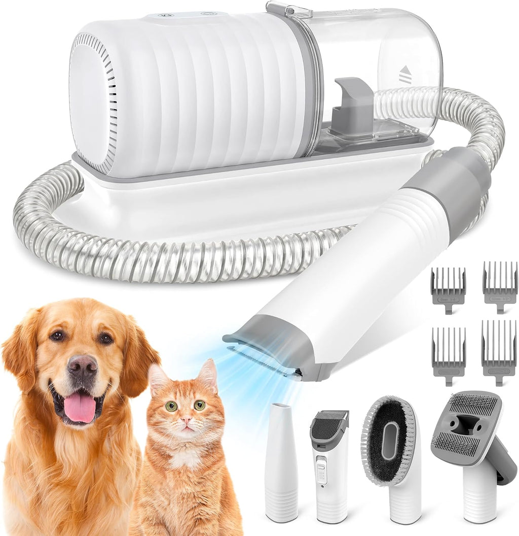 binROC 4-in-1 Dog Grooming Vacuum Kit for Pet Hair Shedding & Home Cleaning | 13000Pa Strong Suction, 3 Suction Settings, Grooming Brush, Cleaning & Crevice Tool, 4 Guard Combs, 1.5L Dust Cup