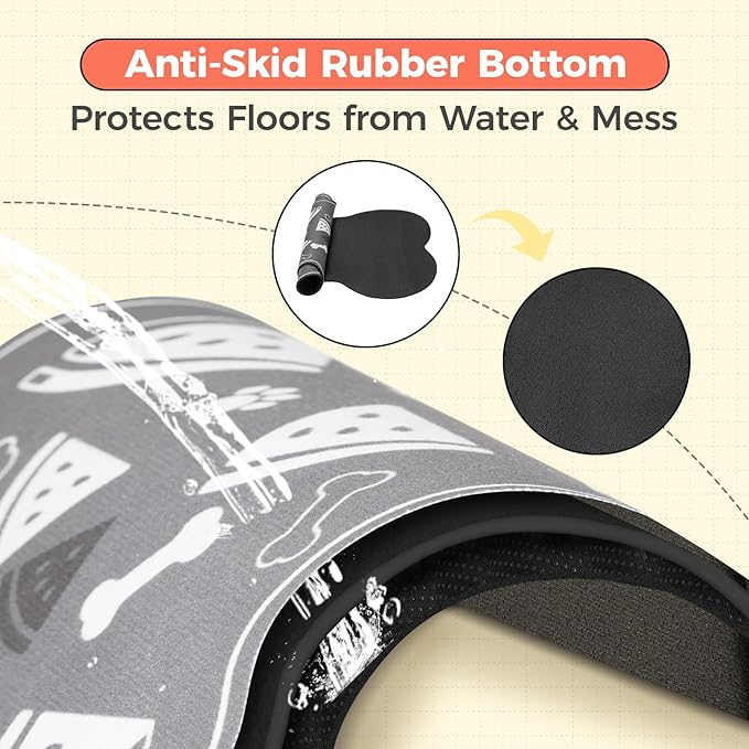 Dog Food Mat, 0.15” Thickened Super Absorbent Pet Feeding Mat for Food and Water, Fruit Donut Pattern Cat Placemat, Quick Dry Non-Slip Dog Bowl Mat, Water Splash Proof（Small Strawberry Pink）