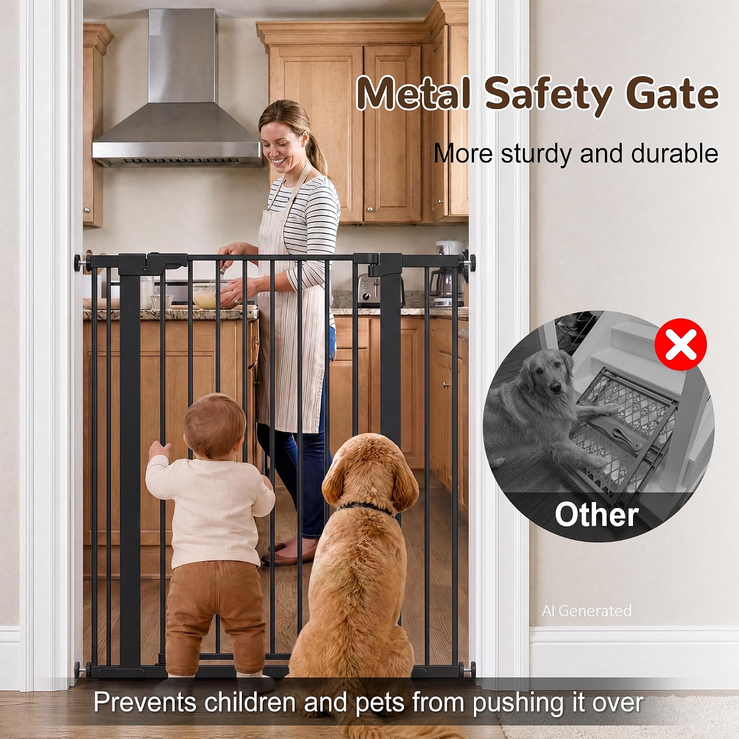 41” Extra Tall Baby Gate for Stairs 29.7-40.6" Wide Dog Gate | Auto Close, Pressure Mount Pet Gates for Doorways No Drilling, Indoor Extra Tall Child Safety Gates for Pets/Kids, Anti-Jump