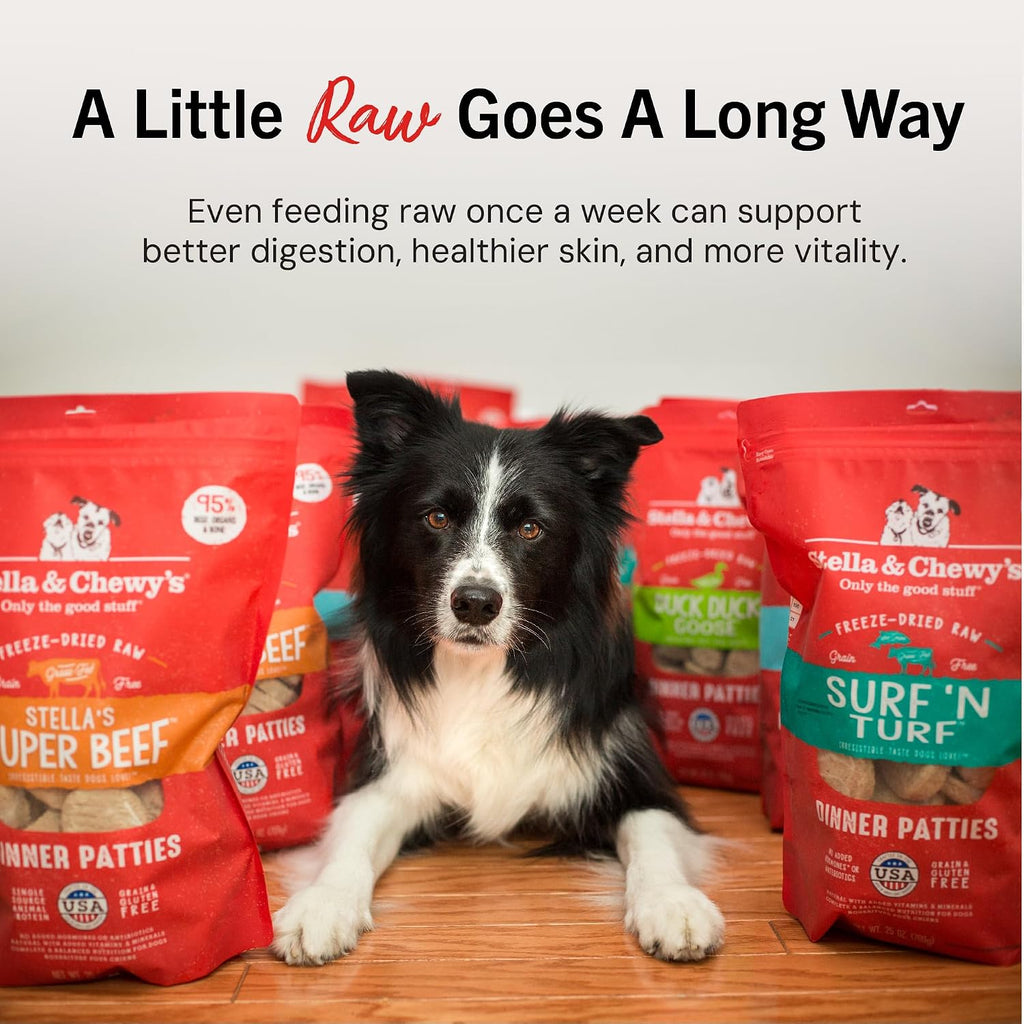 Stella & Chewy's Freeze-Dried Raw Dinner Patties - Turkey Recipe - High Protein Grain-Free Puppy & Dog Food - Perfect For Picky Eaters - 14 oz
