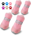 QUMY Dog Shoes for Small Dogs Hot Pavement Puppy Dog Boots & Paw Protectors | Small Medium Dog Summer Shoes, Soft Anti-Slip Rubber Sole, Mesh Breathable Dog Booties for Hardfloors, Walking Running Pink