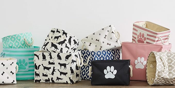 Bone Dry 6192 Pet Storage Collection Lattice Paw Print, Medium Round, Nautical Blue