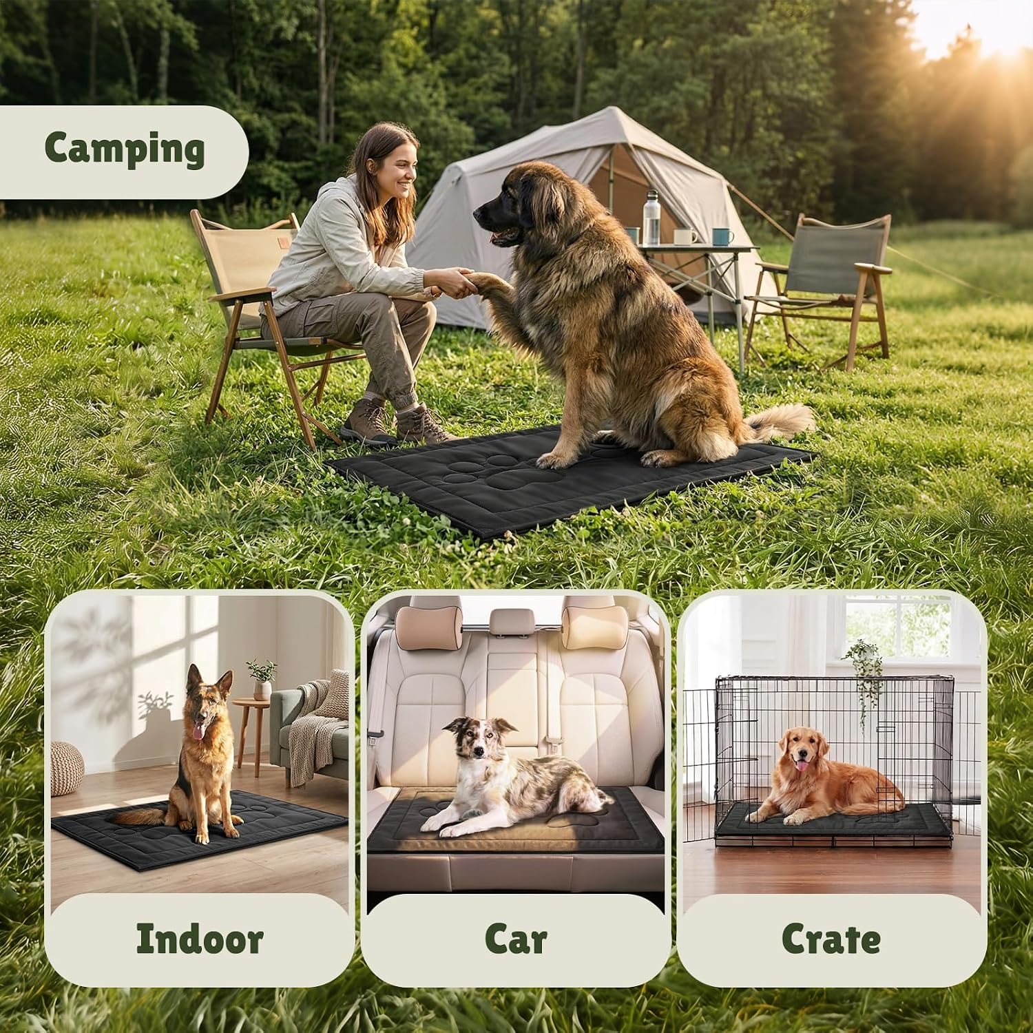 Chew Proof Dog Crate Pad, Indestructible Durable Dog Crate Mat, 22"x35" | Dog Bed For Aggressive Chewers, Waterproof, Machine Washable, For Large Dogs, Tough Indoor Outdoor Kennel Pad, Medium
