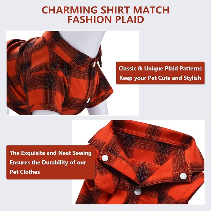 Koneseve Dog Shirt Plaid Dog Clothes for Medium Large Dogs Boy Girl Soft Pet T-Shirts Breathable Outfit Adorable Costume Grid Clothing Birthday Thanksgiving Christmas Sweater Apparel (Red#1; 4XL)