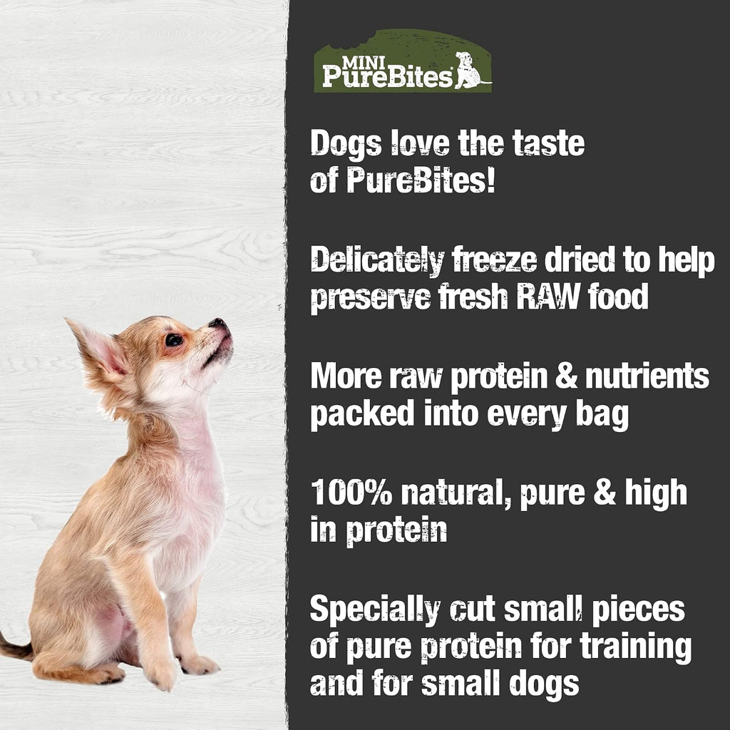 PureBites Mini Beef Single Ingredient Freeze Dried Dog Treats, 3 oz | 100% Beef, Freeze Dried Raw in USA, High-Value Training Reward, No Fillers, Great for Dogs with Allergies