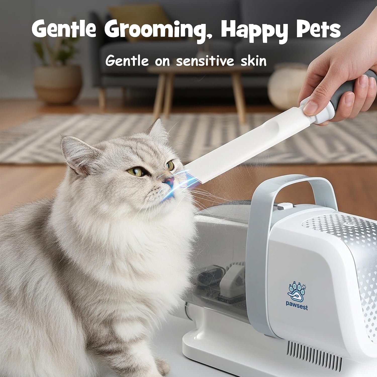 7-in-1 Dog & Cat Grooming Vacuum - Stop Fur & Anxiety at Grooming Time - with Quiet Dog Nail Grinder, Deshedding Dog Brush & Dog Hair Trimmer, Pet Hair Vacuum, 2L Dustbin