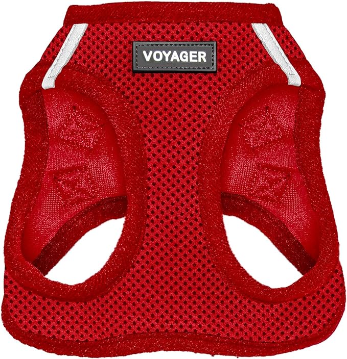 Best Pet Supplies Voyager Step-in Air Harness - All Weather Mesh, Reflective, No Pull Harness for Dogs, Cats - Secure with Hook & Loop Fastener, Buckle, Double D-Rings - Red, M