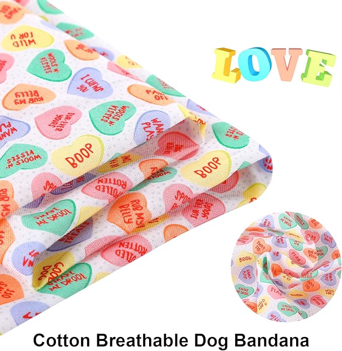 ARING PET Valentine's Dog Bandana-Cute Heart Pet Bandanas, Soft Scarf Cotton Dogs Triangle Bibs for Small to Large Dogs and Cats