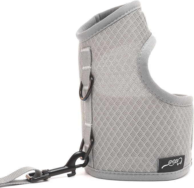 Cat Harness and Leash for Walking Escape Proof Breathable Mesh Fabric, Solid Grey, Large, Adjustable Cat Walking Jackets, Padded Stylish Cat Vest