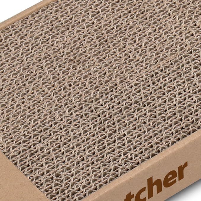 Best Pet Supplies Corrugated Cardboard Cat Scratcher Pads, Lounger, and Fun Interactive Scratching Boards, Claw Safe, Durable, Natural Recycled Materials, Supports Active Play - Narrow 4 Pack