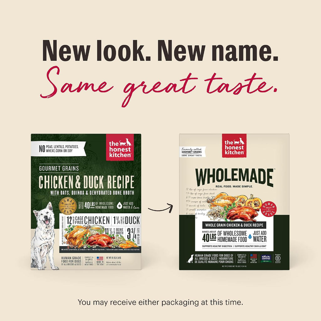The Honest Kitchen Human Grade Wholemade™ Whole Grain Dehydrated Dog Food - Chicken & Duck, 10 Pound Box