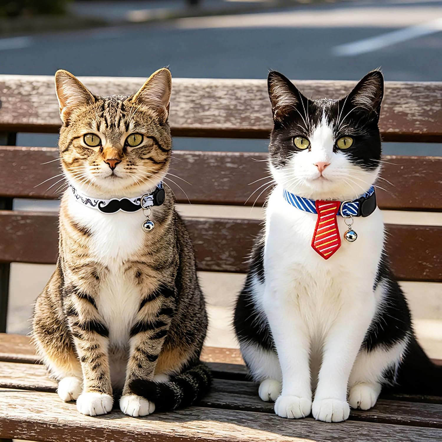 PUPTECK Cat Collar Breakaway with Bells, Adjustable Kitten Collar Outfit | for Girl Boy Small Pet Puppy Bunny, Cute Costume Accessory with Safety Release Buckle (Sticker-Gentlemen)