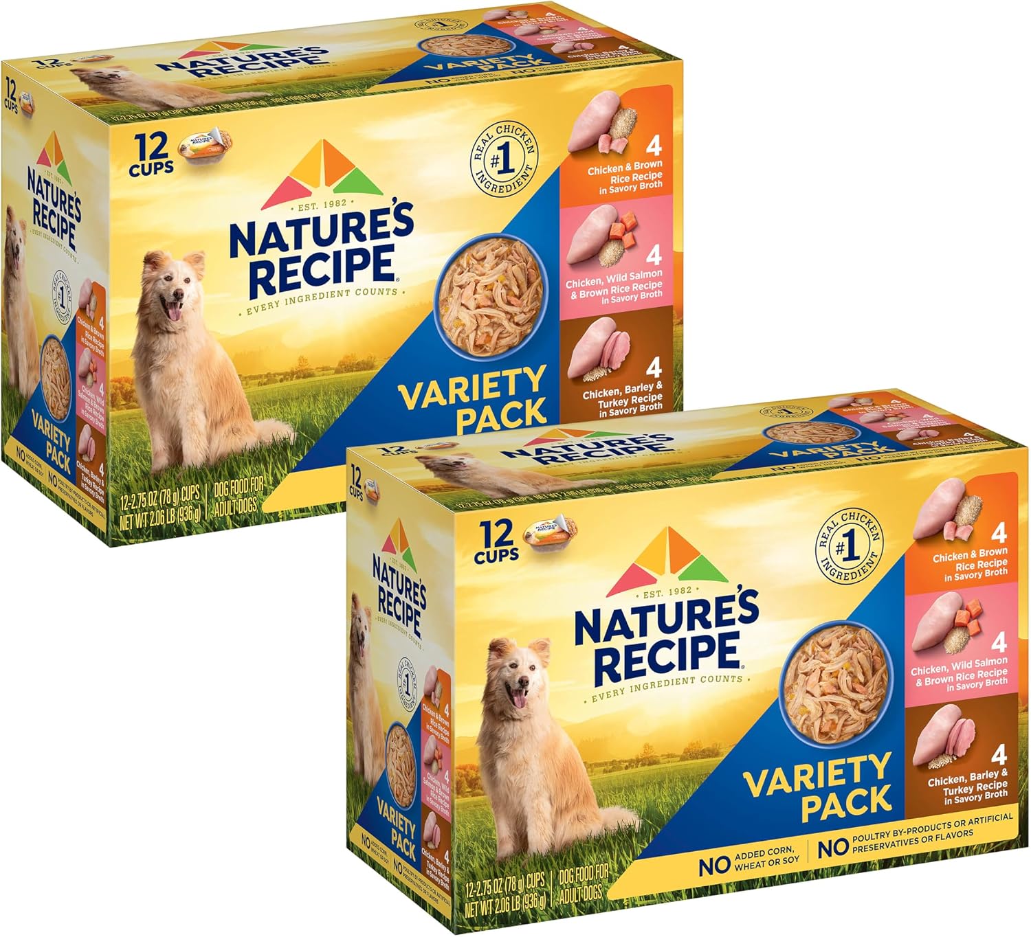 Nature's Recipe Wet Dog Food Variety Pack, 2.75 oz Cup, 12 Count (2 Pack)