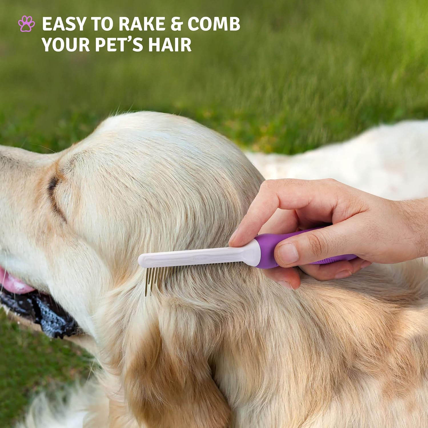 Poodle Pet Bundle - Dematting Fur Rake Comb Brush Tool with Steel Safety Blades and Detangling Pet Comb with Long and Short Stainless Steel Teeth for Detangling Matted or Knotted Undercoat Hair