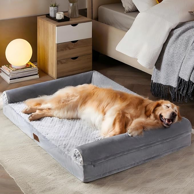 WNPETHOME Orthopedic Dog Bed for Large Dogs – XL Washable Pet Bed with Waterproof Cover, Bolstered Sides & Anti-Slip Base – Premium Plush Dog Couch for Indoor Use, Comfort & Joint Relief