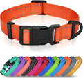 Joytale Small Dog Collar, Reflective and Adjustable Nylon Collar with Quick-Release Buckle, Lightweight No-Choke Design for Small Dogs, Orange, 5/8" Width