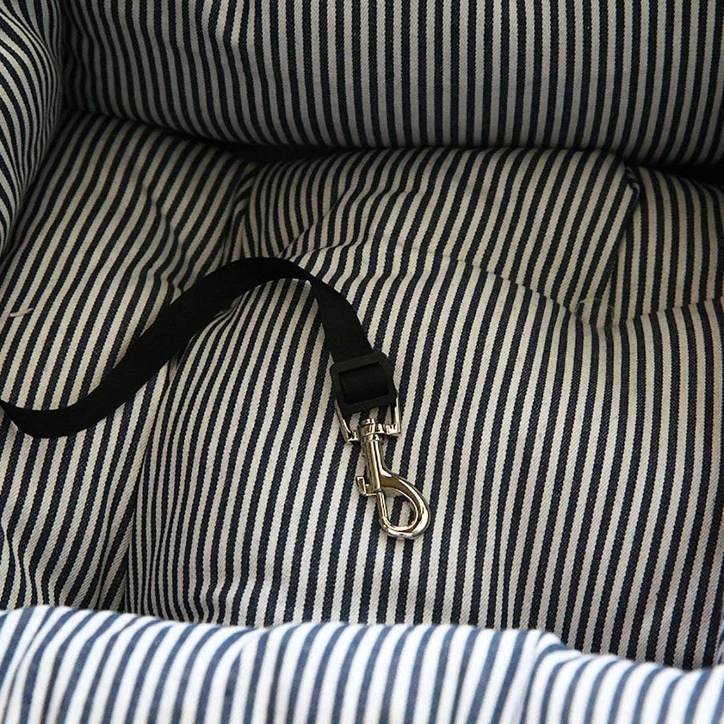 BLOBLO Dog Car Seat Pet Booster Seat Pet Travel Safety Dog Bed for Car with Storage Pocket (Coffee Stripe)