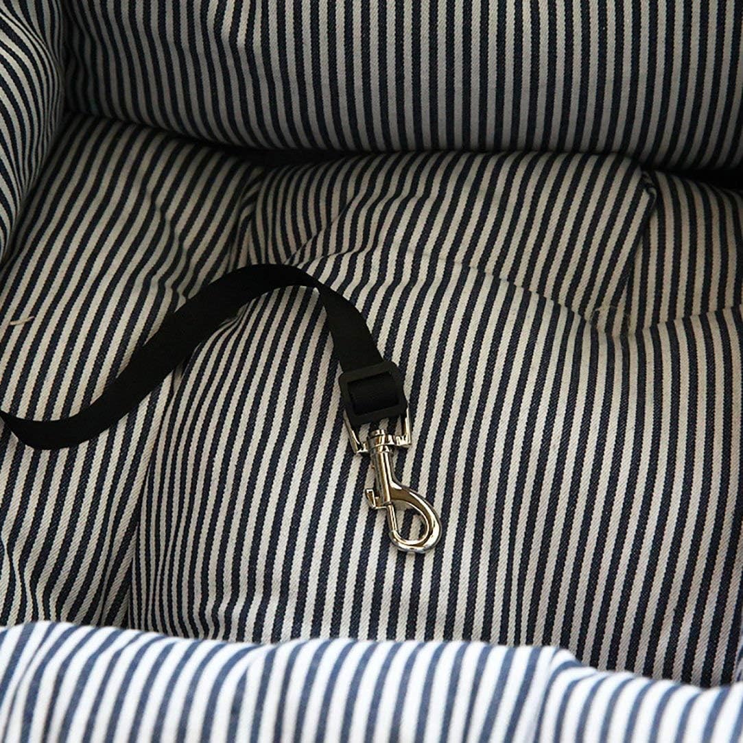 BLOBLO Dog Car Seat Pet Booster Seat Pet Travel Safety Dog Bed for Car with Storage Pocket (Coffee Stripe)