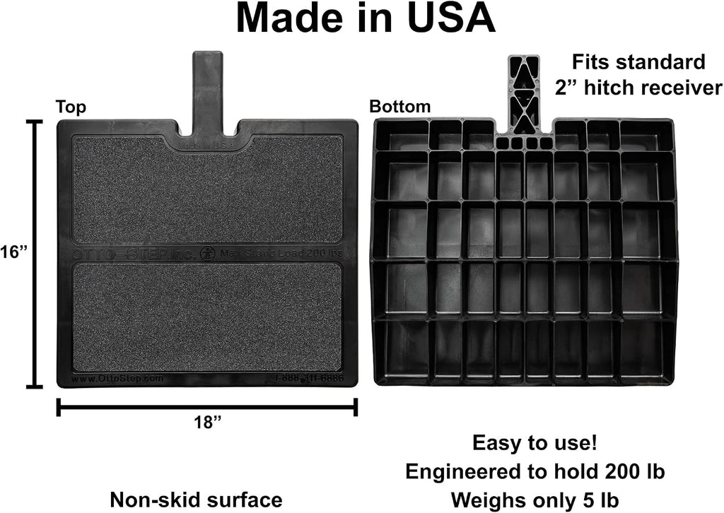 USA Made Otto Step Pet Ramp Step Helps Dogs Get in & Out of Car Van SUV | Portable Lightweight Dog Ramp | Simply Slide into 2 inch Trailer Hitch Receiver | No Tools Needed | Essential Pet Gear |