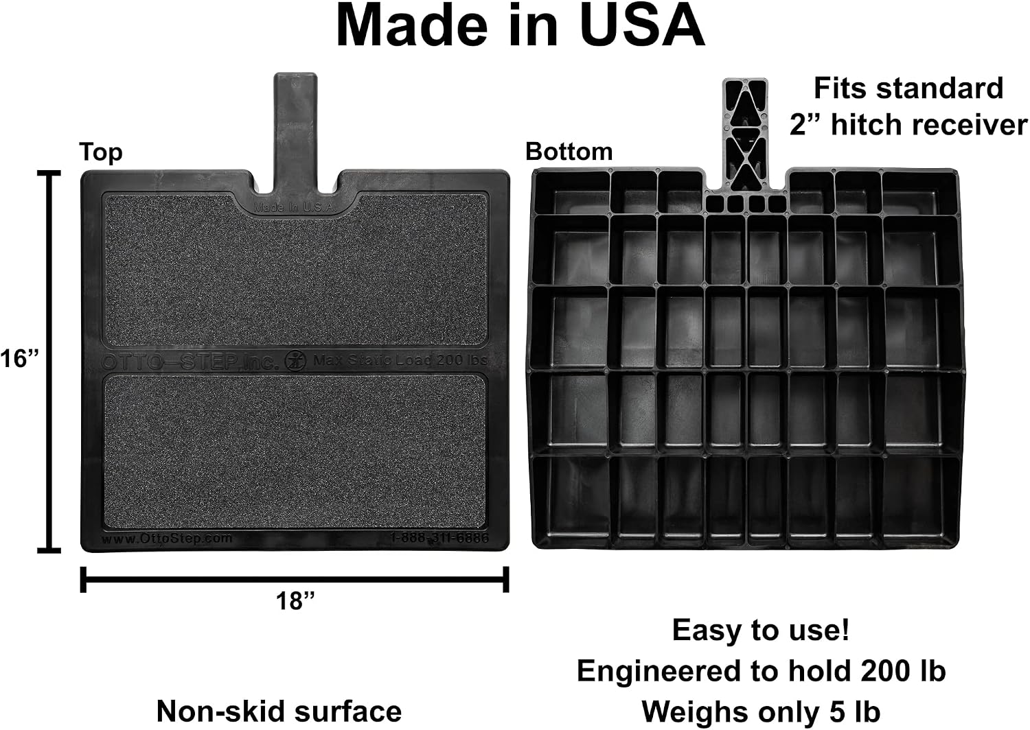 USA Made Otto Step Pet Ramp Step Helps Dogs Get in & Out of Car Van SUV | Portable Lightweight Dog Ramp | Simply Slide into 2 inch Trailer Hitch Receiver | No Tools Needed | Essential Pet Gear |