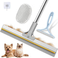 Carpet Rake for Pet & Human Hair Removal, Reusable Pet Hair Remover Tool with 54 Inch Adjustable Long Handle, 3 Piece Carpet Scraper Set, Easy Assembly for Rugs, Carpets, Couch and Furniture