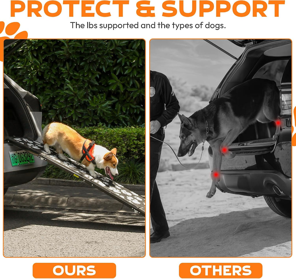 Upgraded Dog Ramp for Car 71"x17.2" Wide Portable Folding Pet Ramp with Non-Slip Surface. Extra Wide Portable Ramp for Large, Small & Senior Dogs to Get in Cars, SUVs, Trucks & Beds, Up to 250LBS