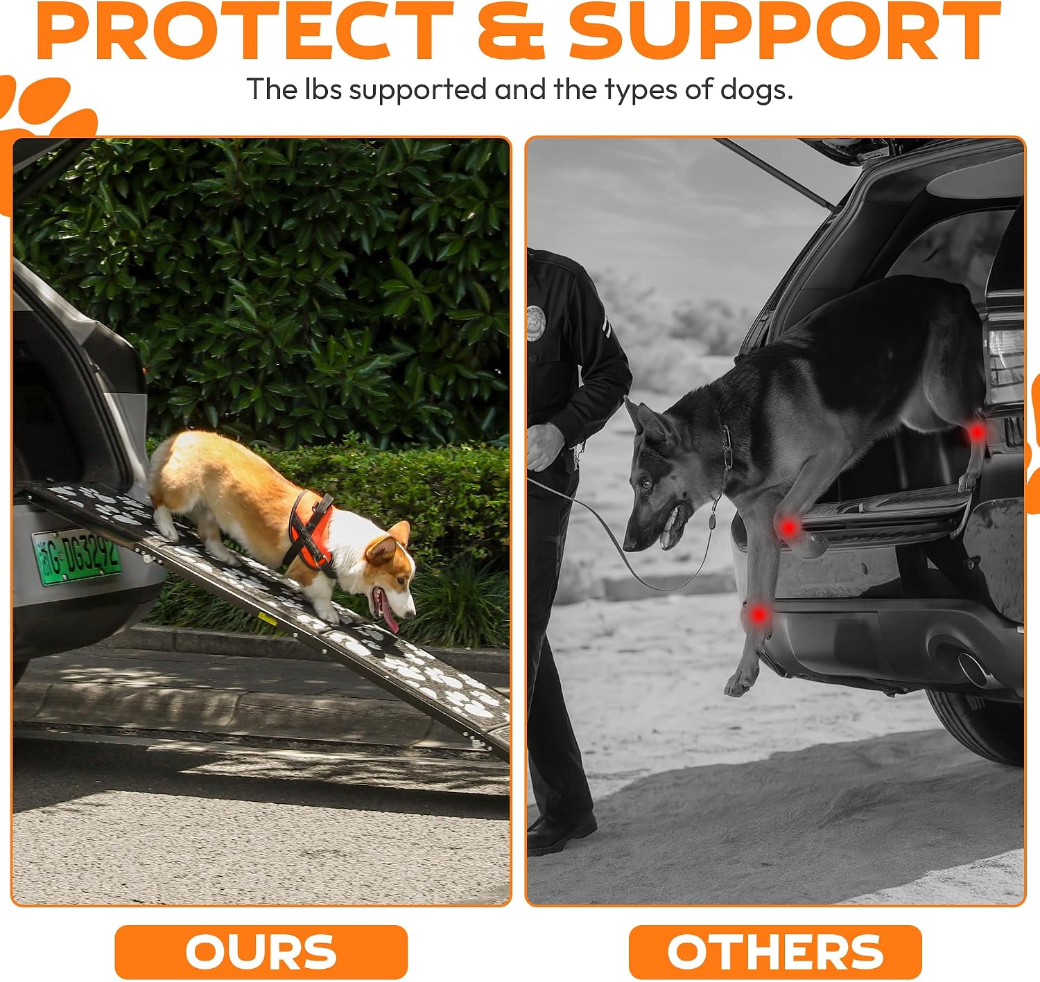 Upgraded Dog Ramp for Car 71"x17.2" Wide Portable Folding Pet Ramp with Non-Slip Surface. Extra Wide Portable Ramp for Large, Small & Senior Dogs to Get in Cars, SUVs, Trucks & Beds, Up to 250LBS