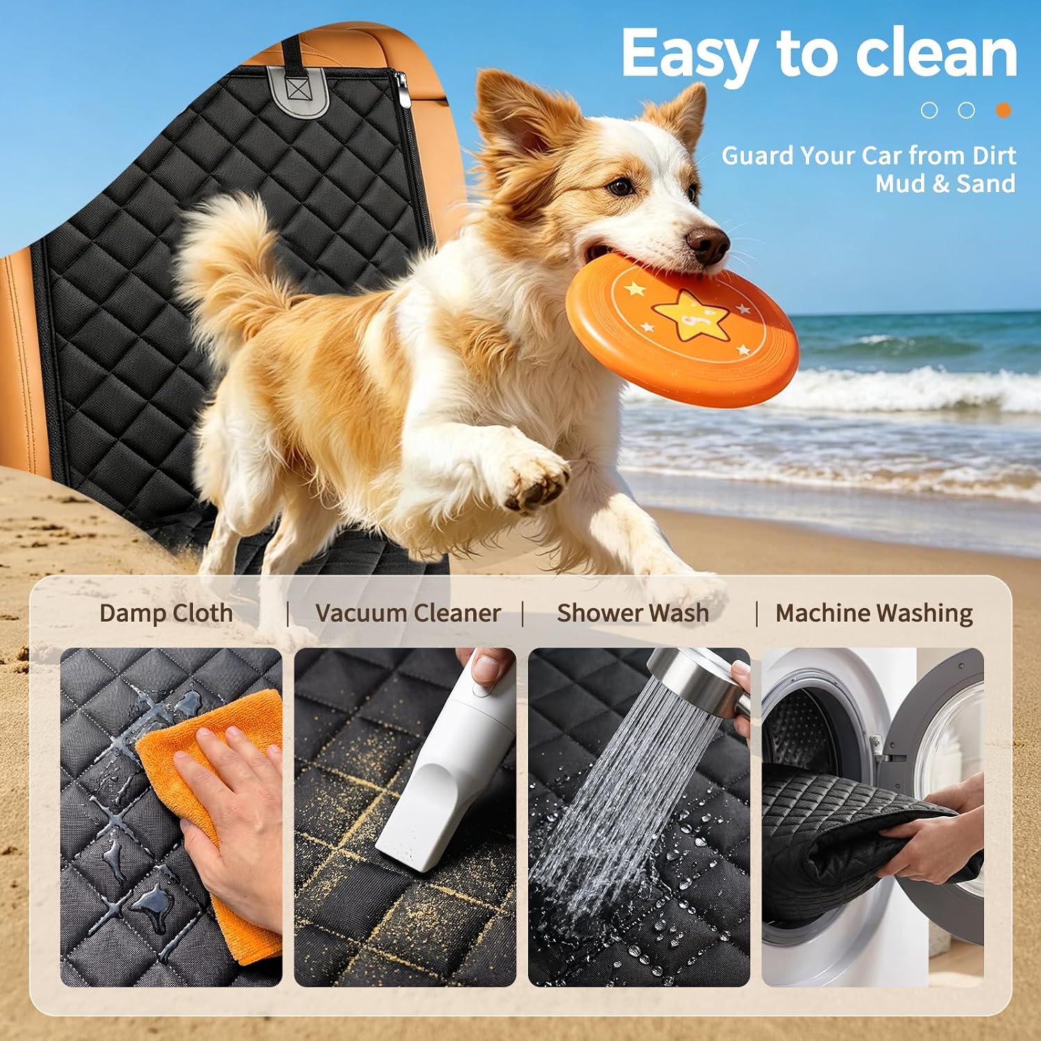 Yuntec Dog Car Seat Cover for Back Seat Pet Seat Cover (55” Width) - Black | Waterproof Rear Seat Protector Scratchproof Back Car Seat Cover fits Middle Armrest for Cars Suvs Truck