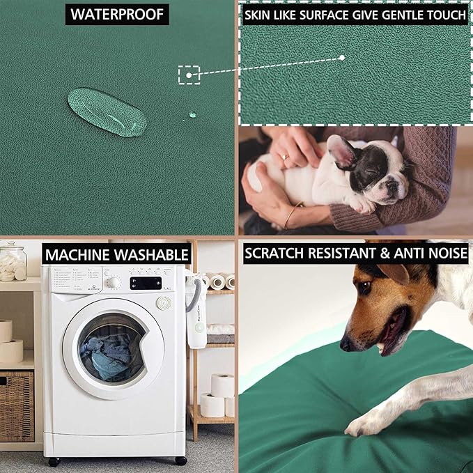 Dog Bed Cover Waterproof Replacement Machine Washable Covers for 36x36 Inch Dog Bed Heavy Duty Scratch Resistant Mattress Protector Pet Bed Round Dark Green Cover Only
