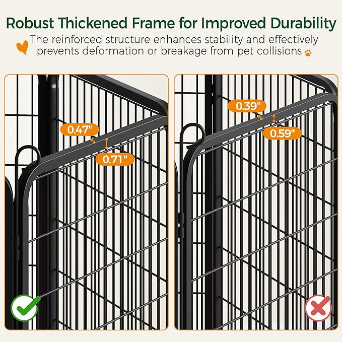 Yaheetech Dog Playpen Outdoor, 24 inch 32 Panels Dog Pen Indoor Heavy Duty Puppy Exercise Pen Metal Pet Fence for RV Camping/Yard/Garden
