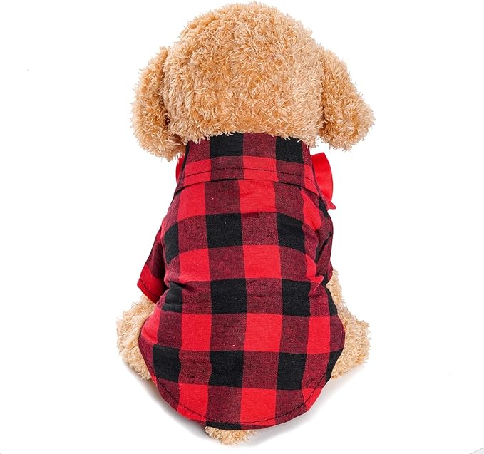 Tongcloud 3 Pack Plaid Puppy Cat Shirt - Cute Dog & Cat Shirts for Extra Large Dogs & Cats - Birthday Party & Holiday Photo