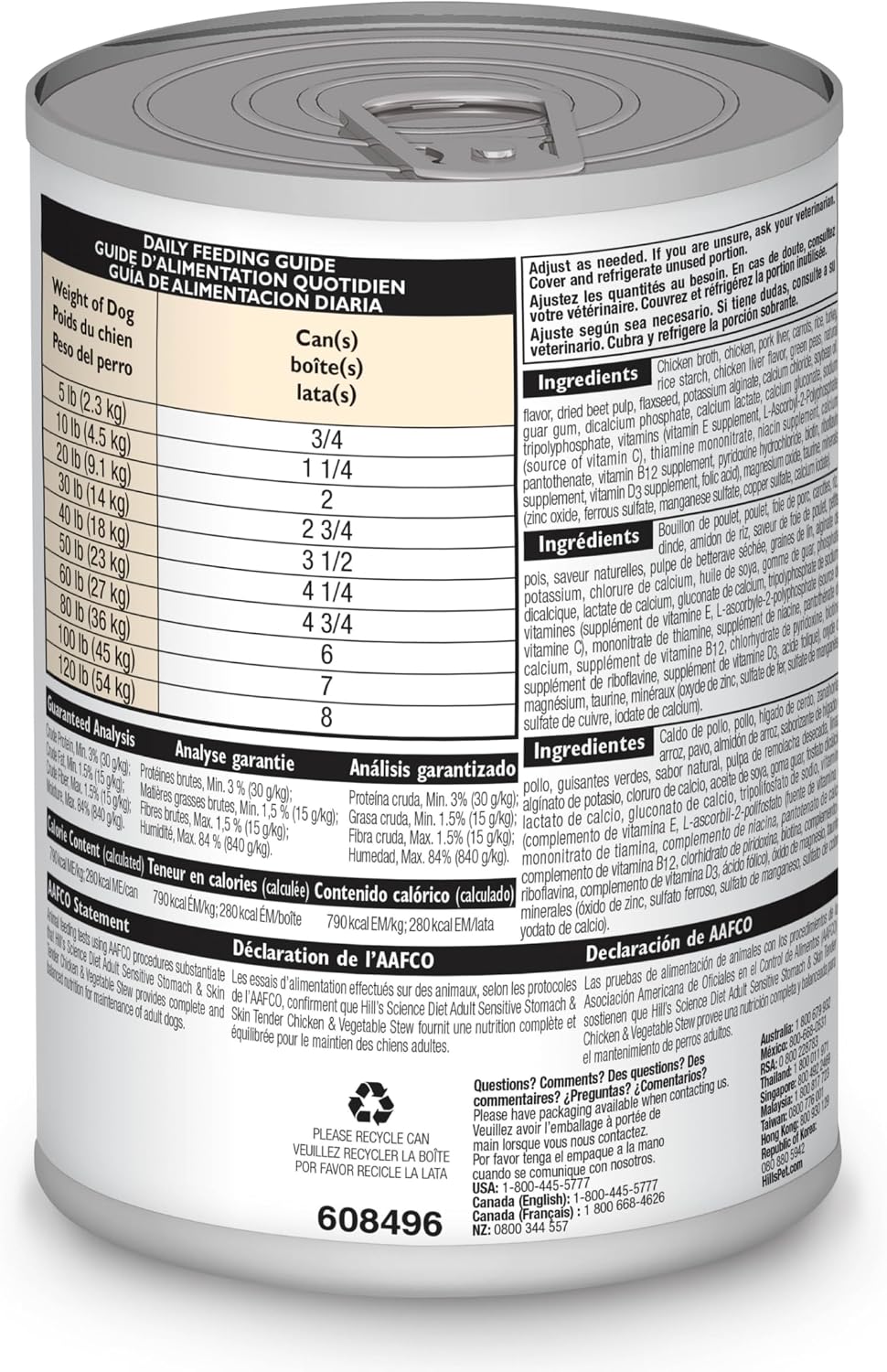 Hill's Science Diet Sensitive Stomach & Skin Wet Dog Food | #1 Veterinarian Recommended, Adult Formula, Chicken & Vegetable Stew, 12.5 oz. Cans, 12-Pack