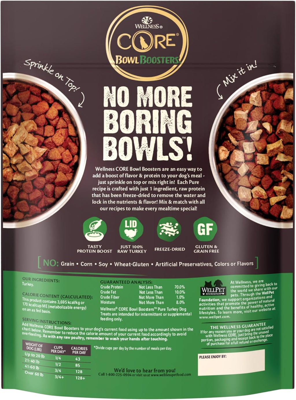 Wellness Bowl Boosters Bare Freeze Dried Turkey Dog Food Topper for Small, Medium, and Large Breeds, Grain Free, Natural, 4 oz Bag