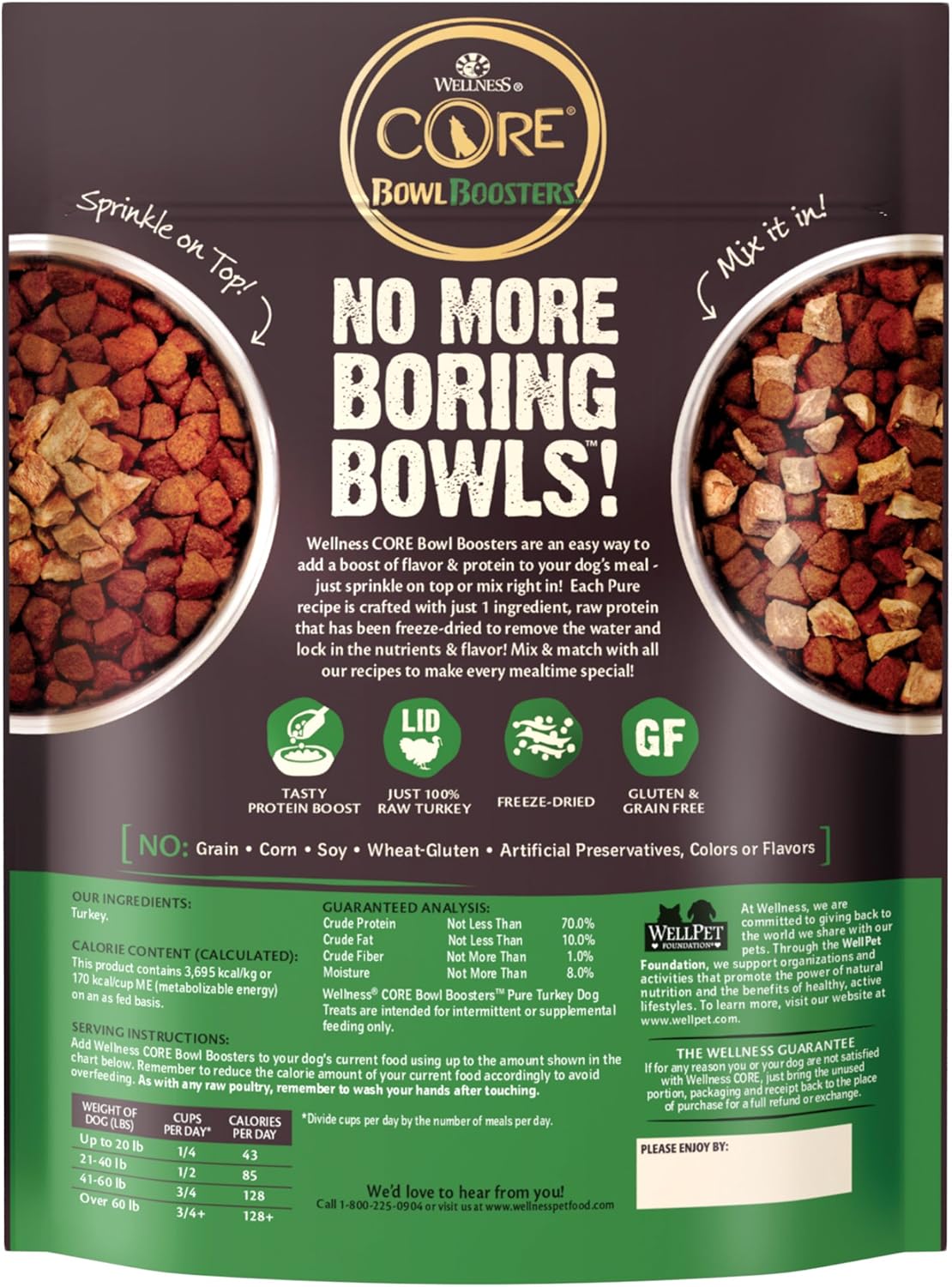 Wellness Bowl Boosters Bare Freeze Dried Turkey Dog Food Topper for Small, Medium, and Large Breeds, Grain Free, Natural, 4 oz Bag