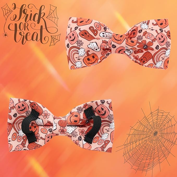 Halloween Dog Collar, Pet Collar Dog Bow Pumpkin Girl Boy Holiday Pet Collar Gift Cute Soft Puppy Collar for Large Dogs