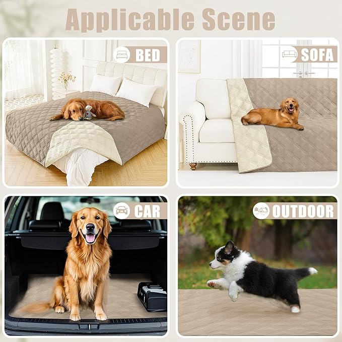 Smiry Waterproof Dog Bed Cover Blanket 40x70, Soft Reversible Pet Blanket, Washable Leakproof Cats Dogs Couch Cover for Sofa, Couch, Furniture, Taupe/Beige