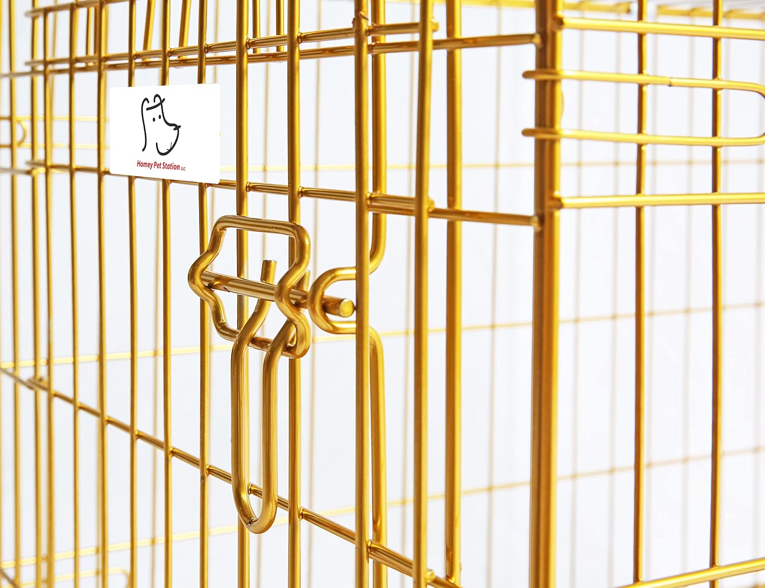 Homey Pet 24 Inch Small Dog Crate for Puppy, Copper Gold Wire Cage Kennel | Rust/Peel-Resist Nano-Coat, Collapsible, Removable Grid & Tray, Dual Doors w/ 4 Locks, Indoor Potty Training, Portable Travel