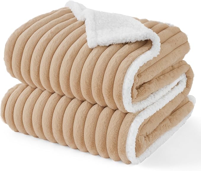 Bedsure ComfyFleece™ Waterproof Dog Blankets for Large Dogs - Soft Pet Cat Blanket Corduroy Fleece for Couch Protector Washable, Cozy Calming Reversible Furniture Protection,40"x50", Tuscan Beige
