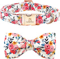 Lionheart glory Dog Collar Bow Collar Floral Dog Collar with Bow Tie Spring Summer Cute Collar Dog Boy or Girl Dog Collars Soft Durable Adjustable Dog Collars for Medium Dogs