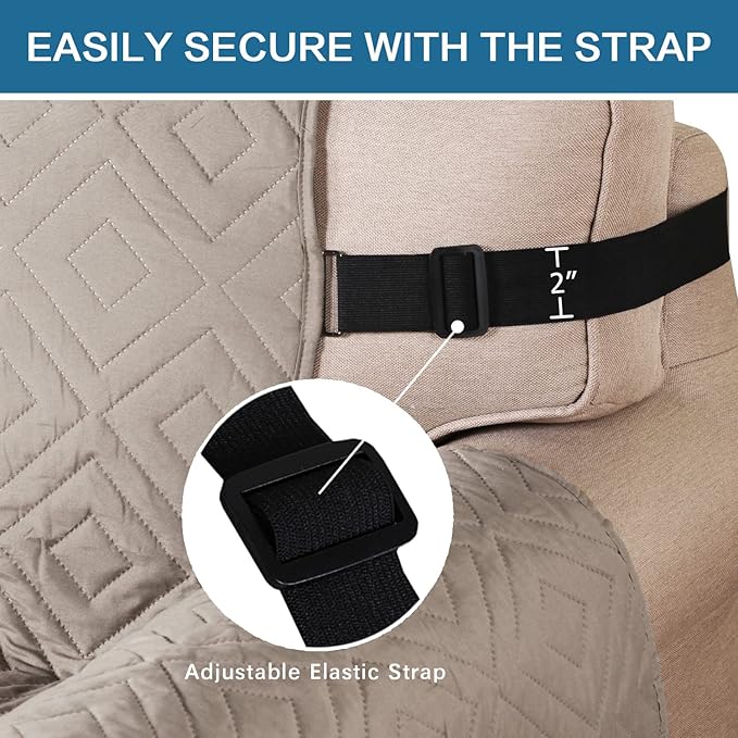 H.VERSAILTEX Reversible Sofa Slipcover Furniture Protector Water Resistant 2" Elastic Straps Sofa Cover Couch Covers Pets Kids Fit Sitting Width Up to 78" (Oversized Sofa: 86" x 132", Khaki/Beige)