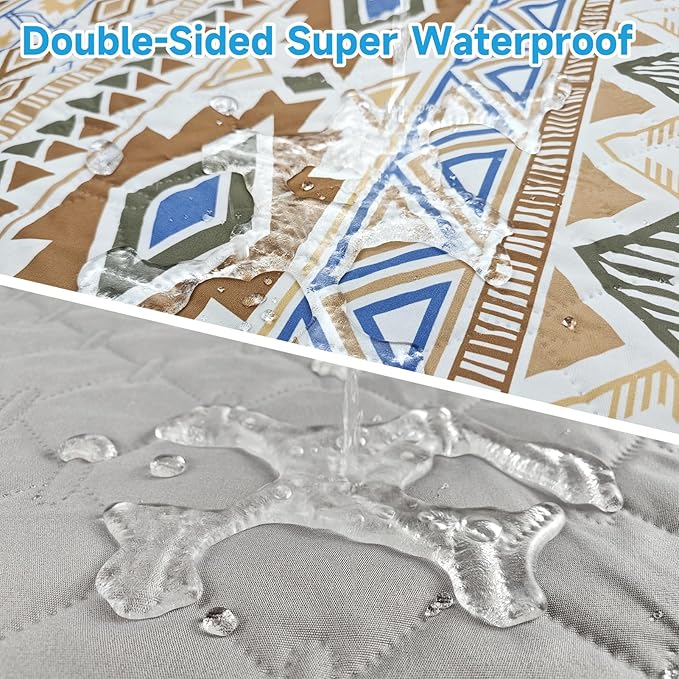 Waterproof Dog Blanket, Bohemian Dog Bed Cover Pet Blanket, Reversible Sofa Couch Cover for Dogs Washable, Protect Furniture Bed Couch Sofa for Puppy Cat (Beige Medallion, 68×82 Inch)