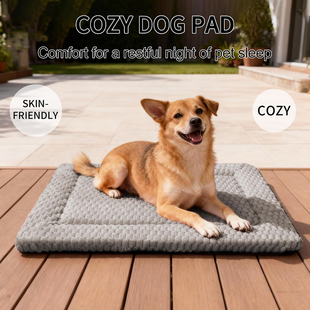 Dog Bed Mat - Dog Crate Pad - Reversible Mat for Pet Comfort - Soft Bed Crate Pads for All Seasons - Durable, Machine Washable Mat for Crates, Travel, and Home (Light Gray, 30" L*20" W*1.5" Th)