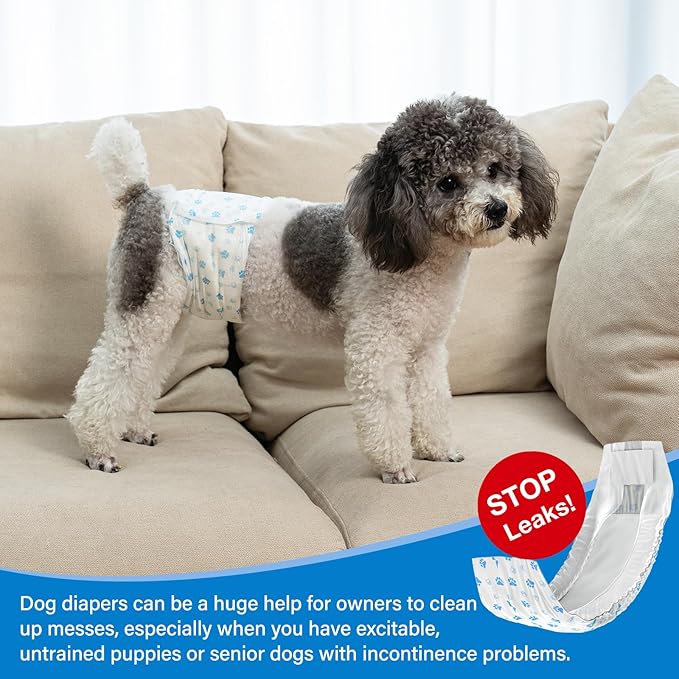 Pet Soft Disposable Male Dog Wraps - Dog Diapers for Male Dogs, Puppy Diapers 24pcs XSmall