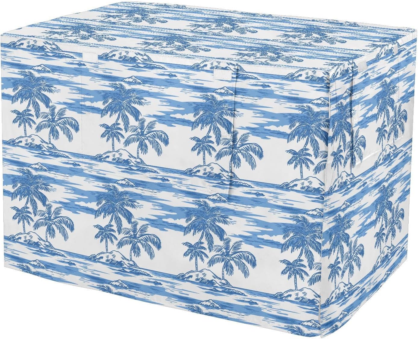 Blue and White Tropical Palm Crate Covers for Dogs Privacy Wire Cage Cover Dog Crate Curtains 48 Inch