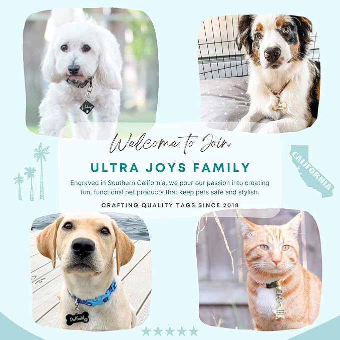 Ultra Joys Dog Tags Personalized for Pets - Hollow Paw Custom Pet ID Tag - Engraved Dog Tag for Small, Large Dogs - Large Bow Tie in Black